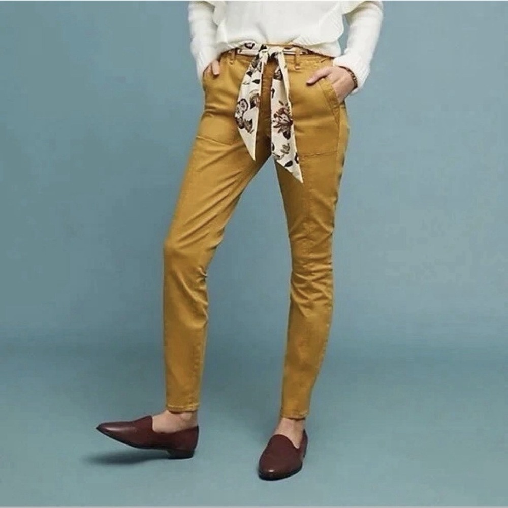 Anthropologie Women's‎ Jefferson Mustard Yellow Slim Utility Pants Sz 28